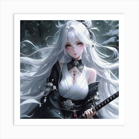 Anime Girl With Sword Art Print