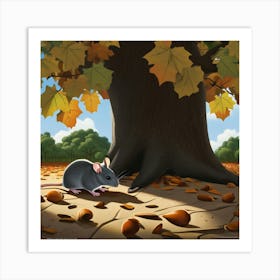 Mouse Under The Tree Art Print