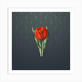Vintage Gesner's Tulip Botanical on Slate Gray Pattern Art Print