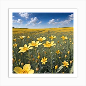 Field Of Yellow Flowers 14 Art Print