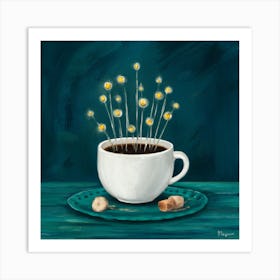 Dandelions In A Cup Art Print