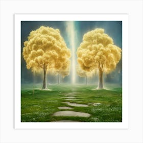 Golden Trees In The Forest Art Print