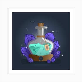 Potion Bottle With Crystals Art Print