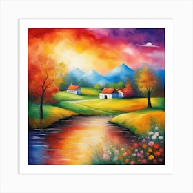 Sunset By The River Art Print