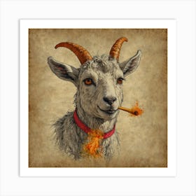 Goat With A Cigarette 1 Art Print