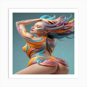 Woman With Colorful Hair 1 Art Print