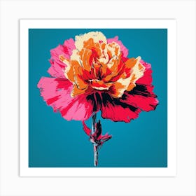 Andy Warhol Style Pop Art Flowers Carnation Dianthus 2 Square Art Print