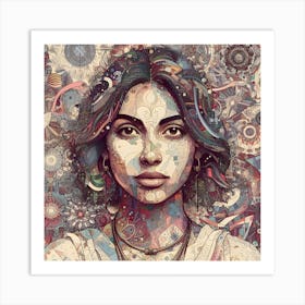 Woman With A Colorful Background Art Print