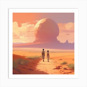 Sahara Countryside Peaceful Landscape Golden Ratio Fake Detail Trending Pixiv Fanbox Acrylic Pal (7) Art Print