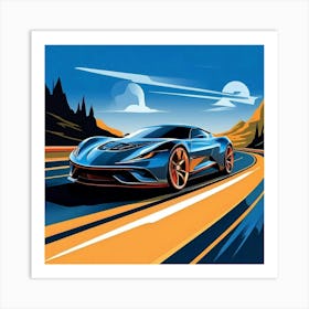 Vector Automobile Vehicle Transport Speed Drive Road Motion Fast Engine Wheel Design Sty (2) Art Print