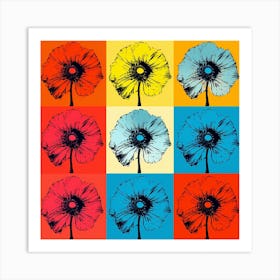 Andy Warhol Style Pop Art Flowers Poppy 2 Square Art Print