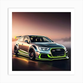 Vibrant Digital Artwork Of A Modified Audi RS3 1 Art Print