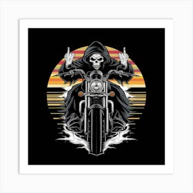 Skeleton Riding A Motorcycle Art Print