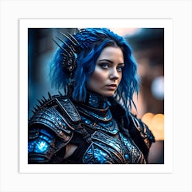 Blue Haired Warrior Art Print