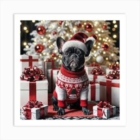 Christmas French Bulldog Art Print