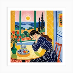 Woman At The Table 6 Art Print