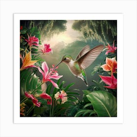 Hummingbird In The Jungle Art Print