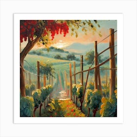 Firefly Beautiful Modern Lush Spanish Vinyard Landscape 52354 Art Print