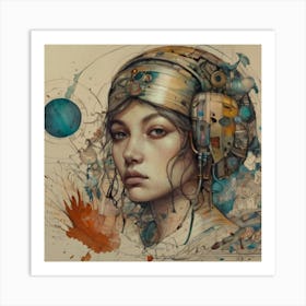 Girl In A Helmet Art Print