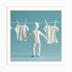 Baby Clothes Hanging On Clothesline Art Print