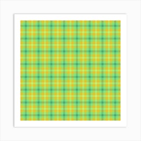 Yellow And Green Plaid Fabric Art Print