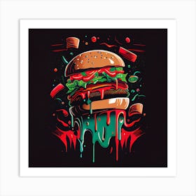 Burger Art, Burger Painting, Burger Painting, Burger Painting Art Print