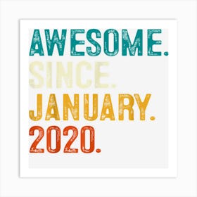 Awesome Since January 2020 3rd Birthday Gifts 3 Year Old Boy Art Print