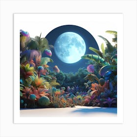 Full Moon In The Jungle Art Print