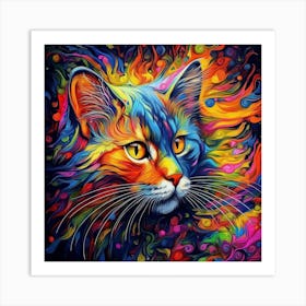 Colorful Cat Painting 6 Art Print