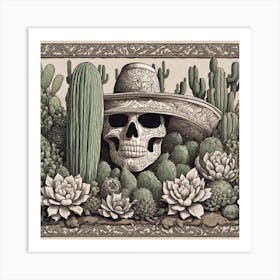 Skull In Cactus Art Print