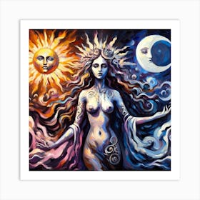 Sun And The Moon 2 Art Print