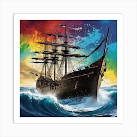 Pirate Ship In The Ocean Art Print