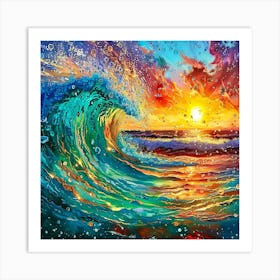 Ocean Wave At Sunset Art Print