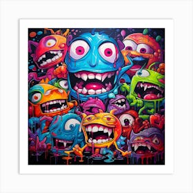 Monsters Graffiti Art for wall decor 4 Art Print