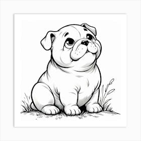 Line Art bulldog dog 1 Art Print