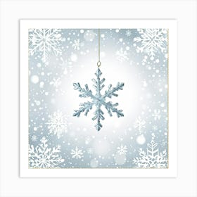 Abstract Illustration Of A Glistening Snowflake Ornament White With Hints Of Silver And Gold Suspe (5) Art Print