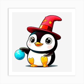 Penguin With A Hat Art Print