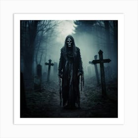 Skeleton In The Graveyard Art Print