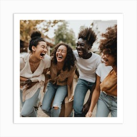 A group of friends from different backgrounds and cultures 2 Art Print