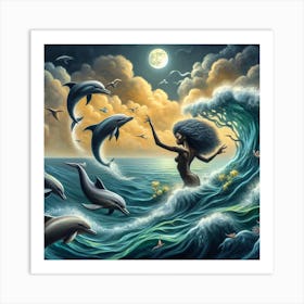 Mermaid In The Ocean Art Print