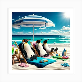 Penguin Beach Art Print