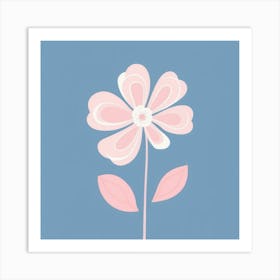 A White And Pink Flower In Minimalist Style Square Composition 402 Art Print