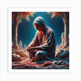 Jesus In The Woods Art Print