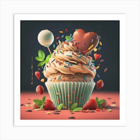 Cupcake With Sprinkles Art Print