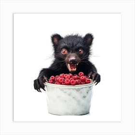 Black Bear Eating Berries Art Print