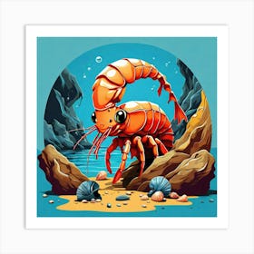 Lobster On The Rocks Art Print