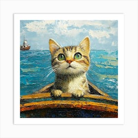 Cat On A Boat 1 Art Print