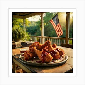 Fried Chicken On The Porch Art Print