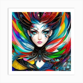 Aquarela Oil Paint Girl (121) Art Print