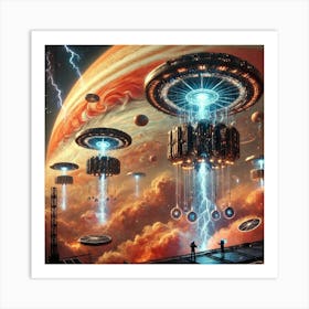 A Futuristic Sci Fi Depiction Of Floating Platform 1 Art Print